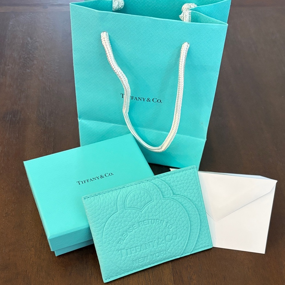 Tiffany & Co. Tiffany Blue Leather Card Case with Box & Bag